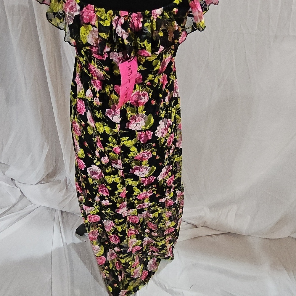 BLACK/FLORAL BETSEY JOHNSON MAXI DRESS - Picture 4 of 7